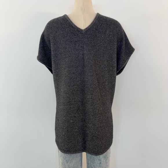 Neiman Marcus Cashmere Pullover Sweater Tunic Dolman Sleeve Dark Gray Silver M - Picture 6 of 10